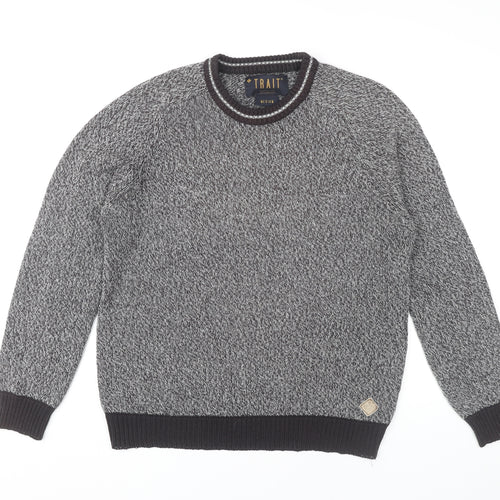 Trait Men’s Grey Knit Pullover Jumper Medium Wool Blend