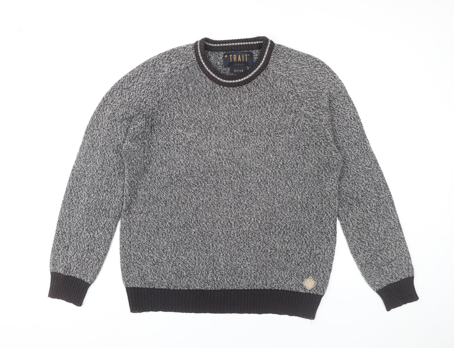 Trait Men’s Grey Knit Pullover Jumper Medium Wool Blend