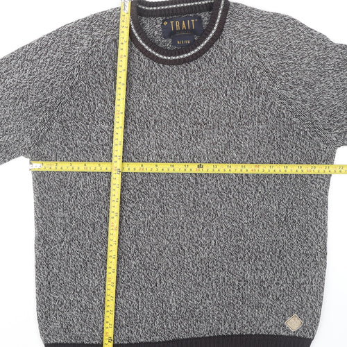 Trait Men’s Grey Knit Pullover Jumper Medium Wool Blend