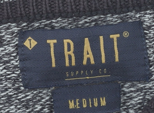 Trait Men’s Grey Knit Pullover Jumper Medium Wool Blend