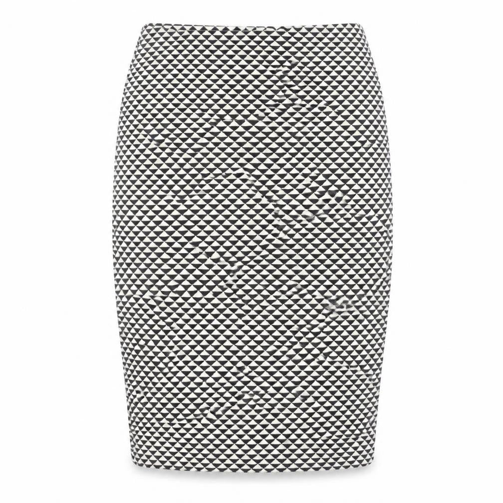H&M Womens Black Geometric Pencil Skirt Size S Knee Length Stretch