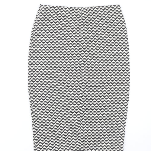 H&M Womens Black Geometric Pencil Skirt Size S Knee Length Stretch