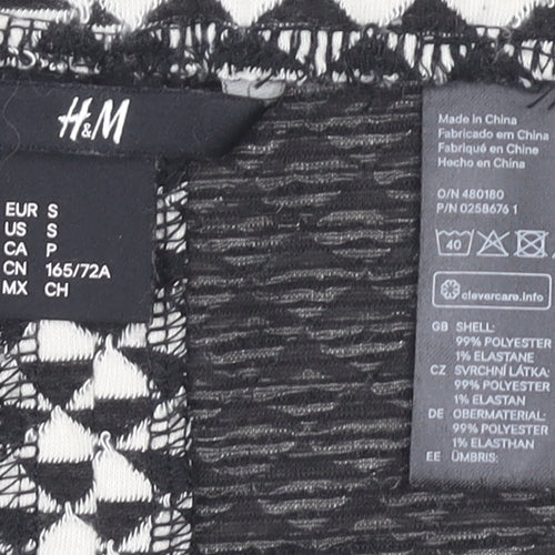 H&M Womens Black Geometric Pencil Skirt Size S Knee Length Stretch