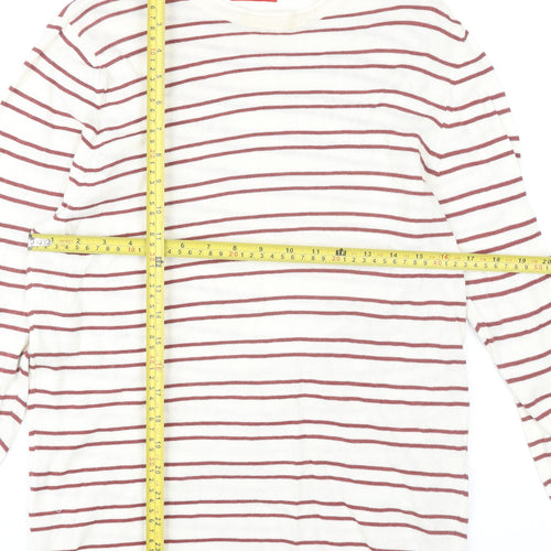 Zara Man Men's White Striped Cotton Pullover Jumper Size M