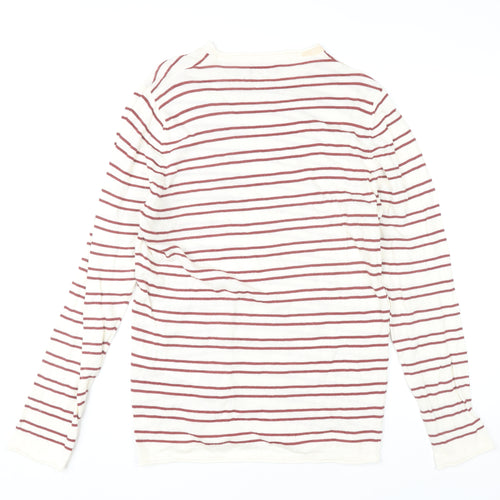 Zara Man Men's White Striped Cotton Pullover Jumper Size M