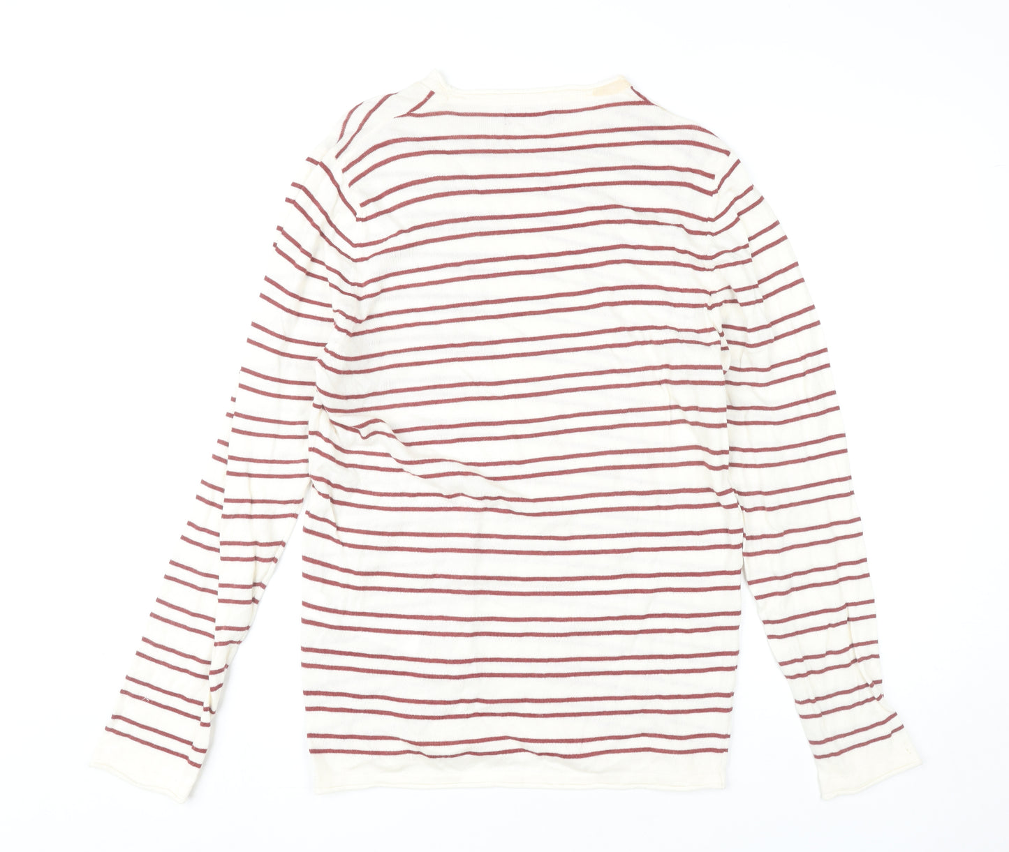 Zara Man Men's White Striped Cotton Pullover Jumper Size M
