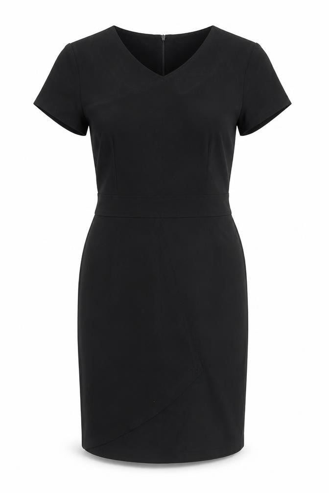La Beeby Women Black Size 12 V-Neck Sheath Work Dress