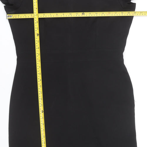 La Beeby Women Black Size 12 V-Neck Sheath Work Dress