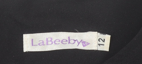 La Beeby Women Black Size 12 V-Neck Sheath Work Dress