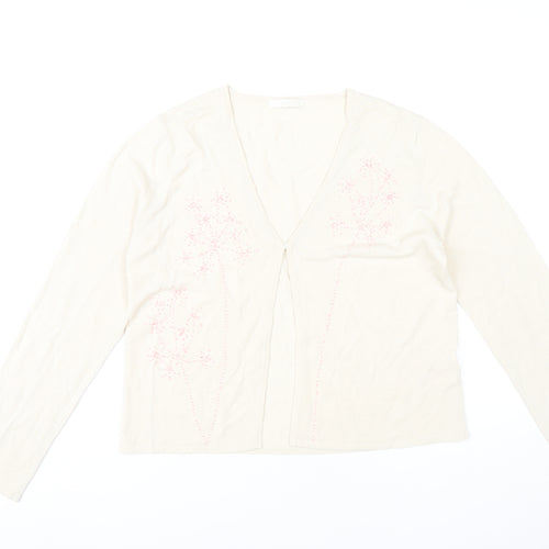 Marks and Spencer Womens Ivory Floral Embroidered Cardigan Size 16