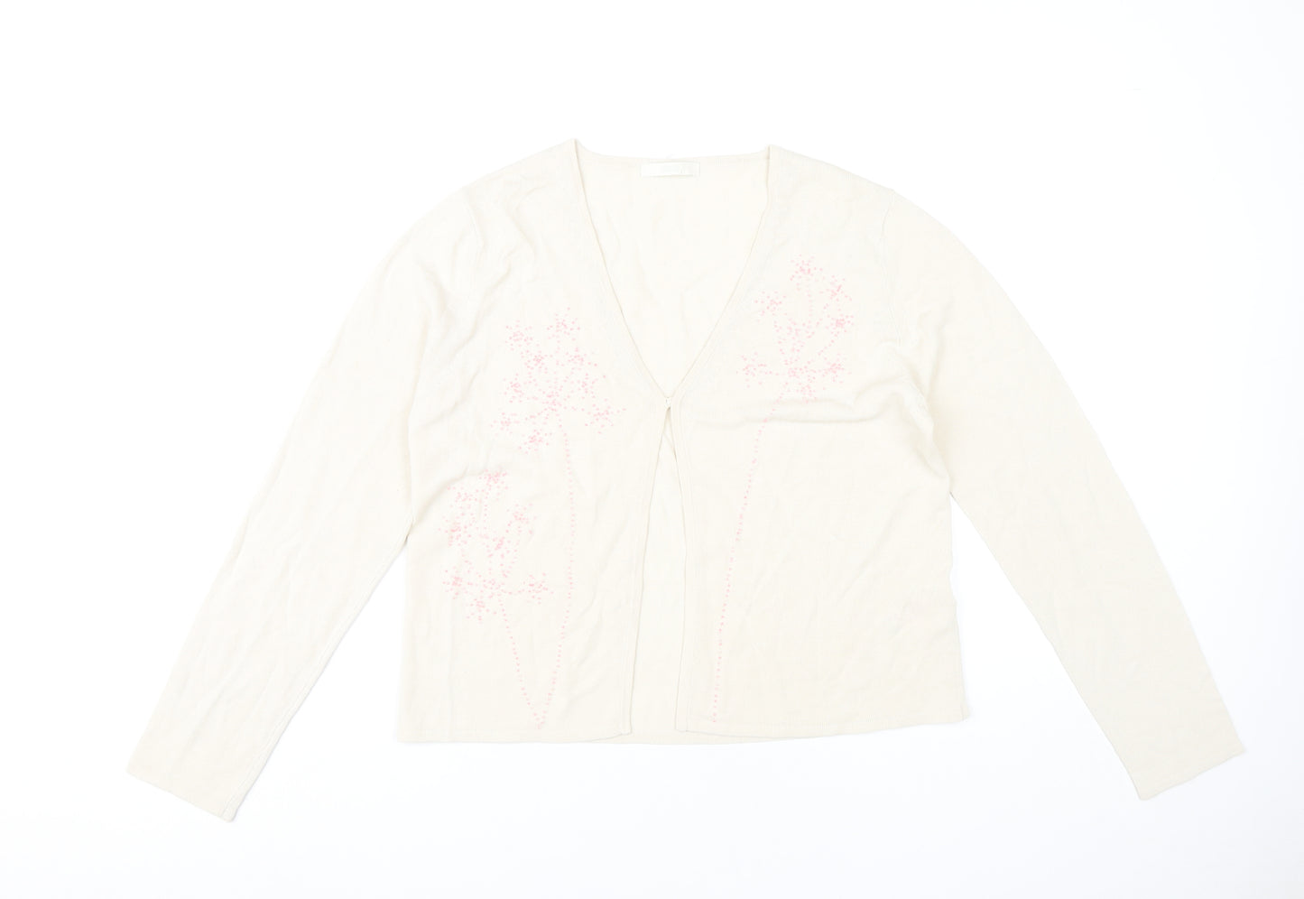 Marks and Spencer Womens Ivory Floral Embroidered Cardigan Size 16
