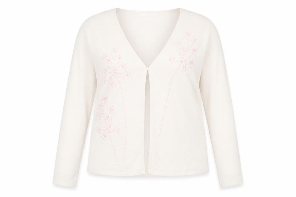 Marks and Spencer Womens Ivory Floral Embroidered Cardigan Size 16
