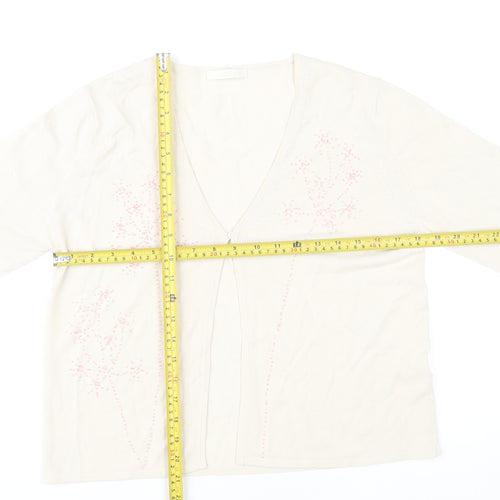 Marks and Spencer Womens Ivory Floral Embroidered Cardigan Size 16