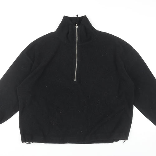 New Look Women’s Black Fleece Half Zip Sweatshirt Size M Regular Fit