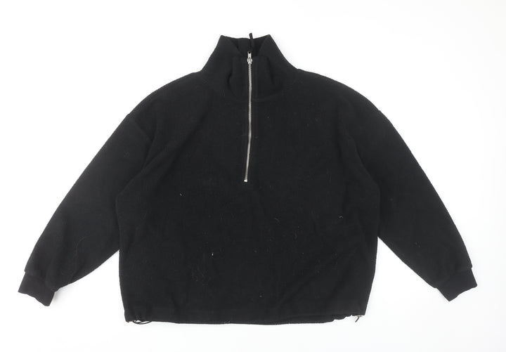 New Look Women’s Black Fleece Half Zip Sweatshirt Size M Regular Fit