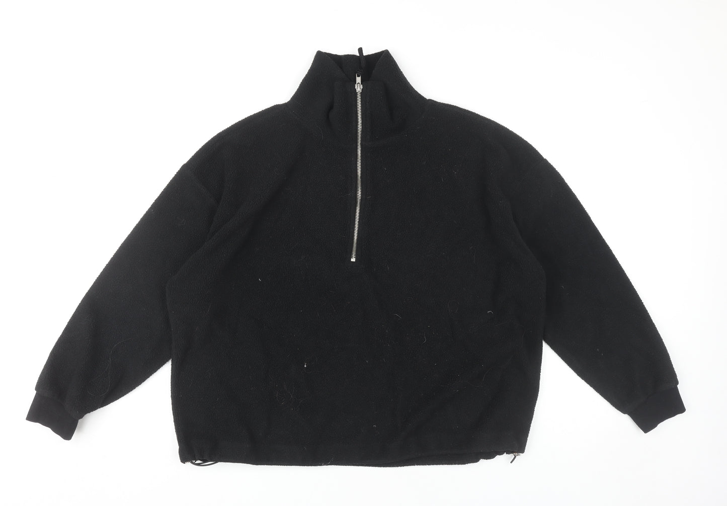 New Look Women’s Black Fleece Half Zip Sweatshirt Size M Regular Fit