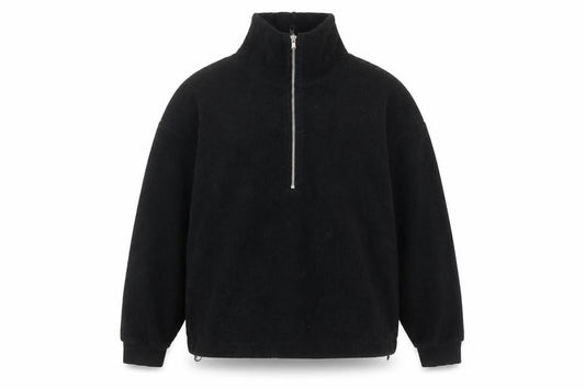 Front view of New Look Women’s Black Fleece Half Zip Sweatshirt, size M, Regular Fit