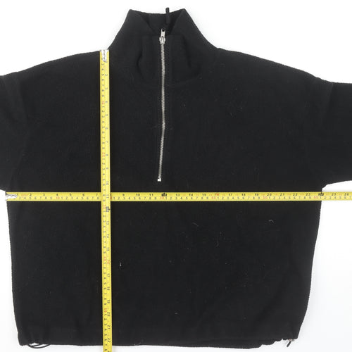 New Look Women’s Black Fleece Half Zip Sweatshirt Size M Regular Fit