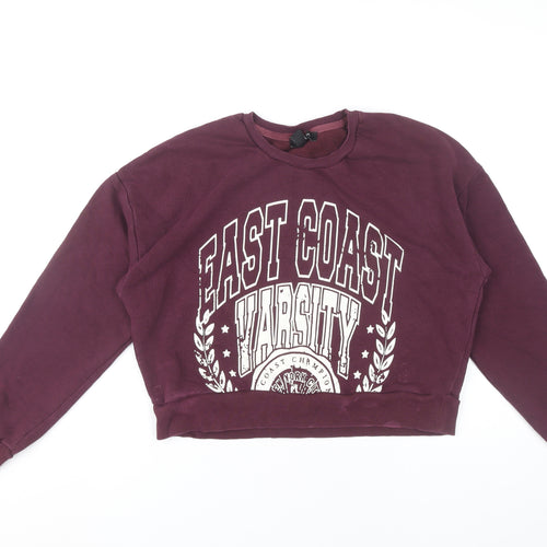 New Look Womens Burgundy Varsity Graphic Sweatshirt UK 8