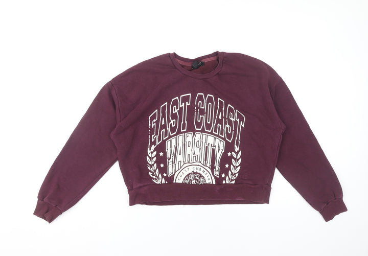 New Look Womens Burgundy Varsity Graphic Sweatshirt UK 8