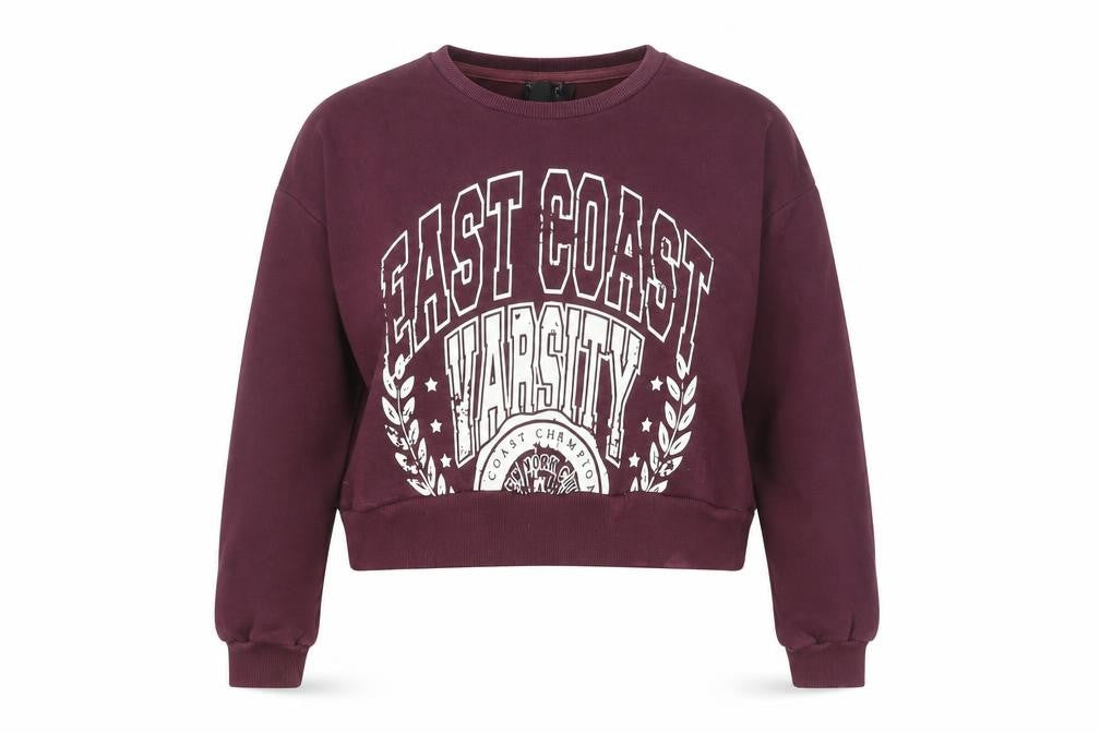 New Look Womens Burgundy Varsity Graphic Sweatshirt UK 8