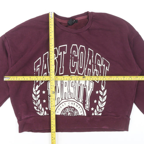 New Look Womens Burgundy Varsity Graphic Sweatshirt UK 8