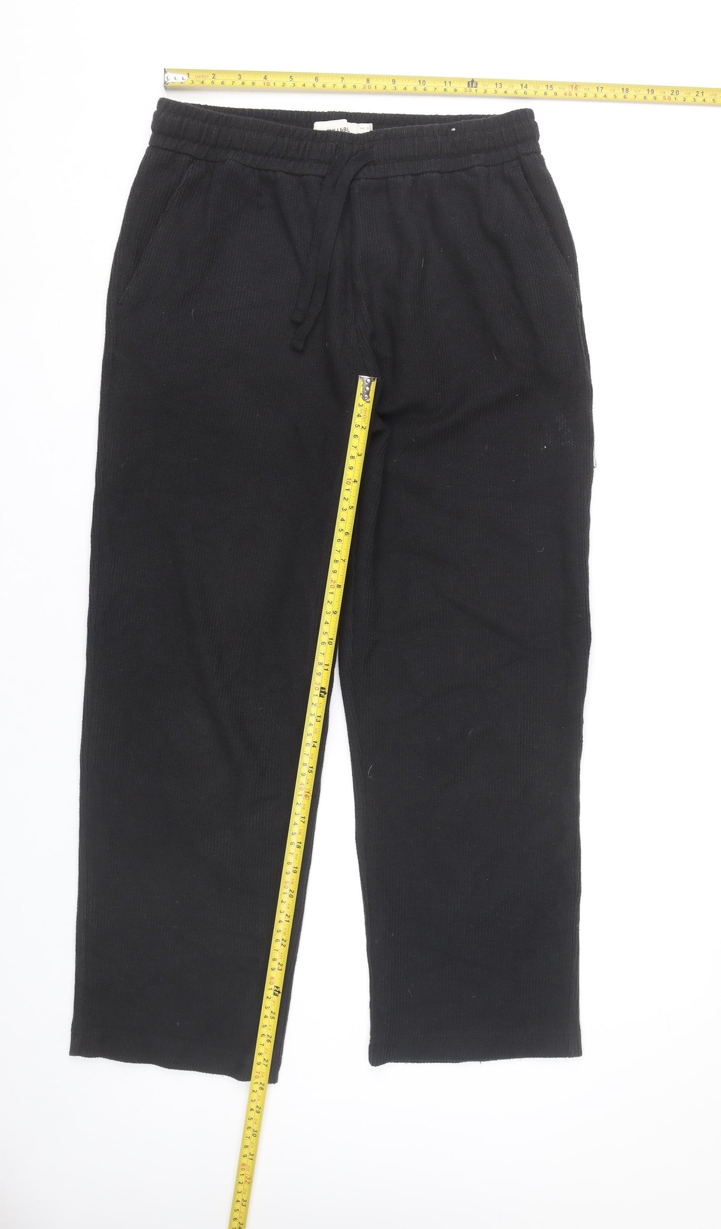 Pull&Bear Women’s Black Sweatpants S Regular Fit Elastic Waist