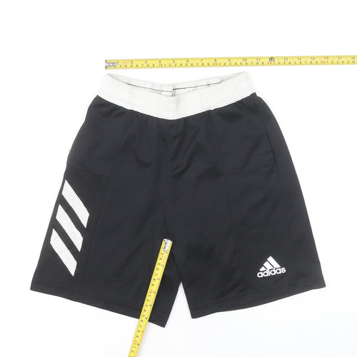 Adidas Boys Black 11-12 Years Athletic Sports Shorts Breathable Pockets