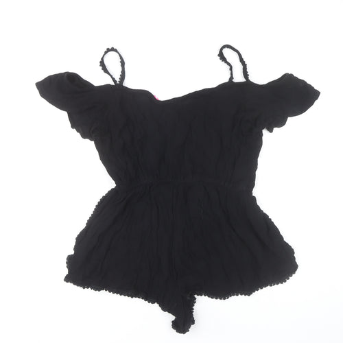 River Island Women’s Black Lace Trim Viscose Off Shoulder Playsuit UK 12