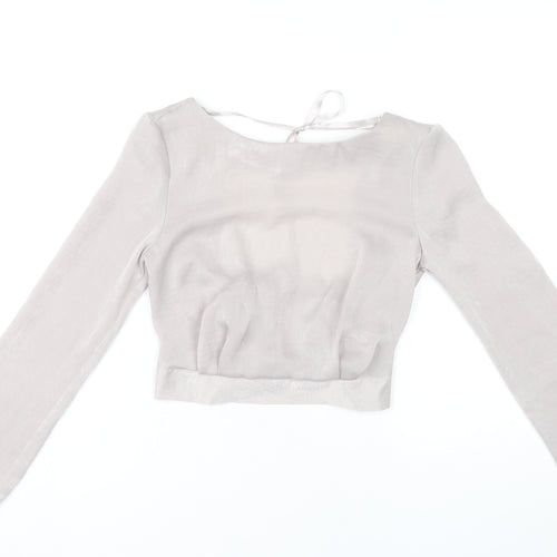 Miss Selfridge Women Beige Wrap Blouse UK 6 Long Sleeve Polyester