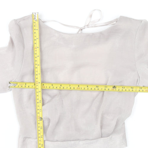 Miss Selfridge Women Beige Wrap Blouse UK 6 Long Sleeve Polyester