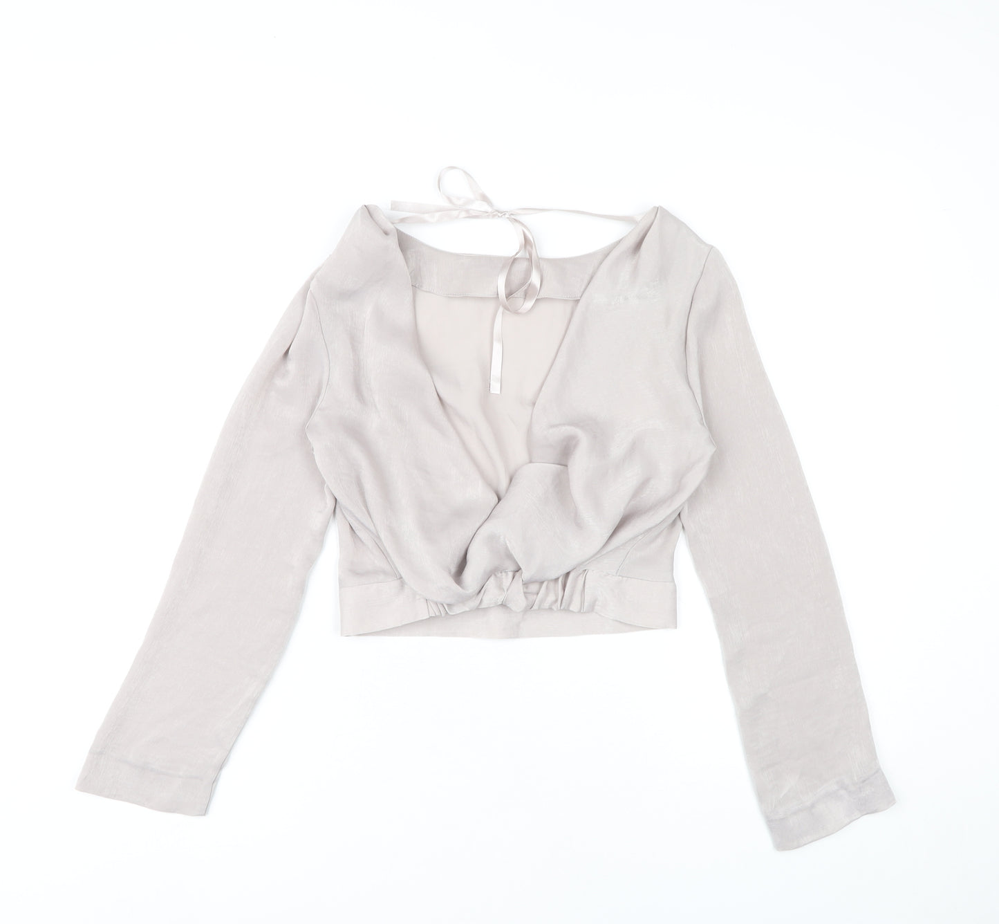 Miss Selfridge Women Beige Wrap Blouse UK 6 Long Sleeve Polyester