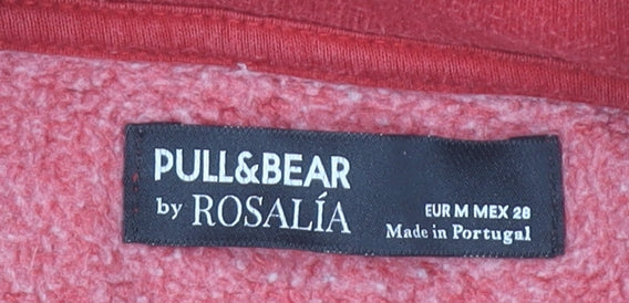 Pull&Bear Women Red Pullover Sweatshirt Size 12 1/4 Zip High Neck