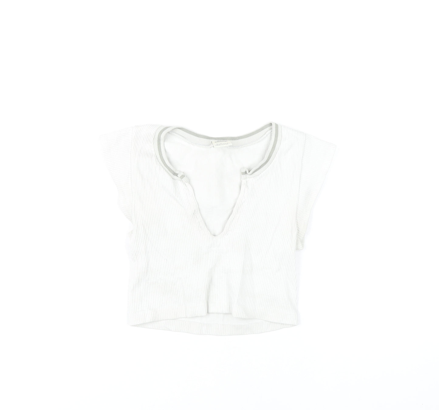 Urban Outfitters Women White XS Cropped Slim Fit T-Shirt