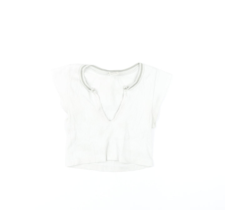 Urban Outfitters Women White XS Cropped Slim Fit T-Shirt