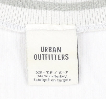 Urban Outfitters Women White XS Cropped Slim Fit T-Shirt