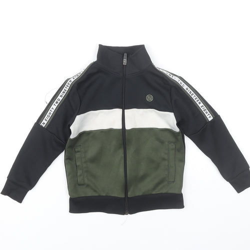 Next Boys Black Green Colourblock Track Jacket 3 Years Full Zip Sports