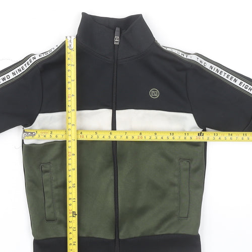 Next Boys Black Green Colourblock Track Jacket 3 Years Full Zip Sports
