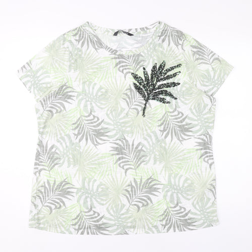 Bonmarché Womens Multicoloured Sequin Leaf T-Shirt Size 20