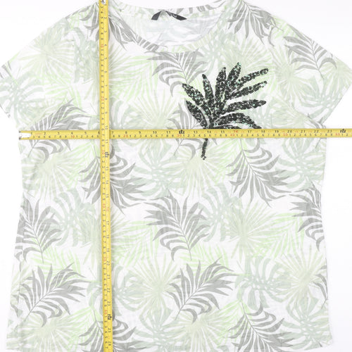 Bonmarché Womens Multicoloured Sequin Leaf T-Shirt Size 20
