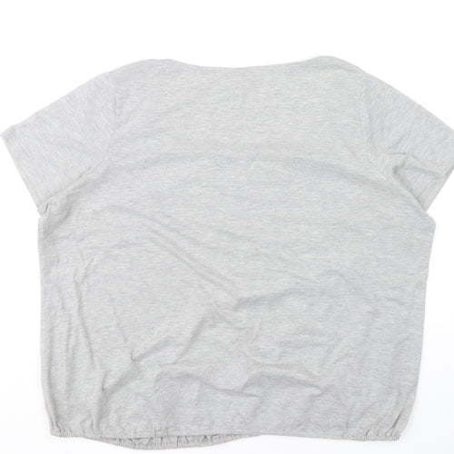 Bm Women Grey XL Scoop Neck Embroidered T-Shirt