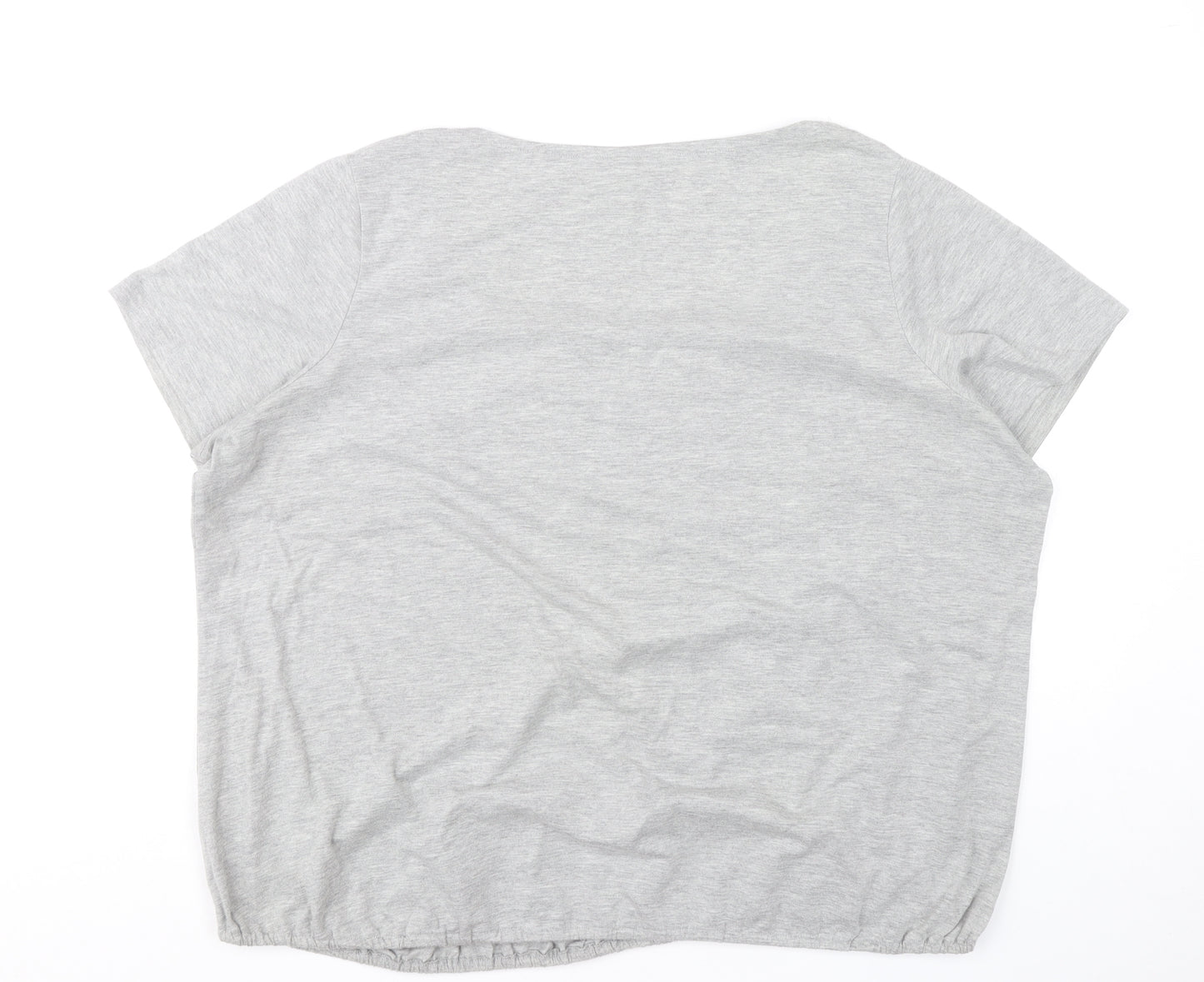 Bm Women Grey XL Scoop Neck Embroidered T-Shirt