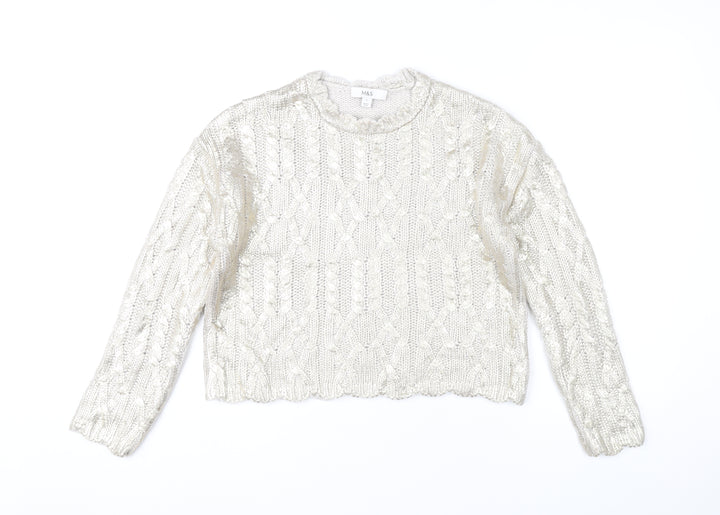 Marks and Spencer Womens Ivory Small Cable Knit Pullover Jumper