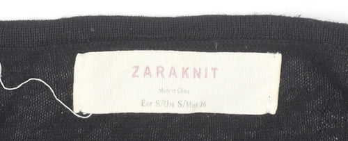 Zara Women’s Black Beaded V-Neck Knit Jumper Size S