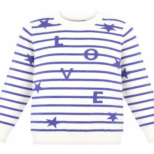 Marks and Spencer Women’s Blue Striped LOVE Jumper Size 12