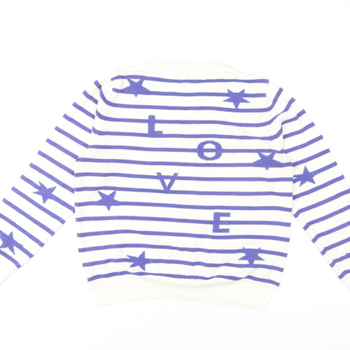 Marks and Spencer Women’s Blue Striped LOVE Jumper Size 12