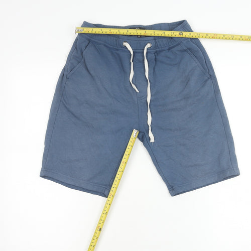 Duck and Cover Boys Blue M Sweat Shorts with Drawstring Pockets