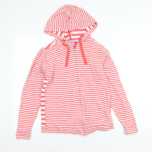 Joules Women’s Pink Striped Hooded Cotton Zip Jacket UK 12