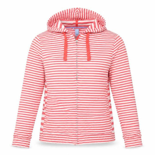 Joules Women’s Pink Striped Hooded Cotton Zip Jacket UK 12