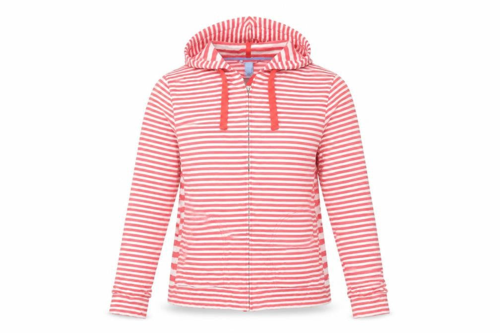 Joules Women’s Pink Striped Hooded Cotton Zip Jacket UK 12